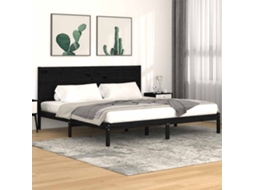 Vidaxl Estrutura De Cama 200x200 Cm Pinho Maciço Preto