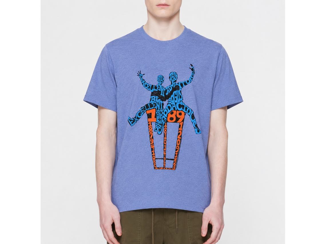 Rockinstone Bill And Ted Words On A Shirt Heather Light Blue Adult T-shirt Size:xl