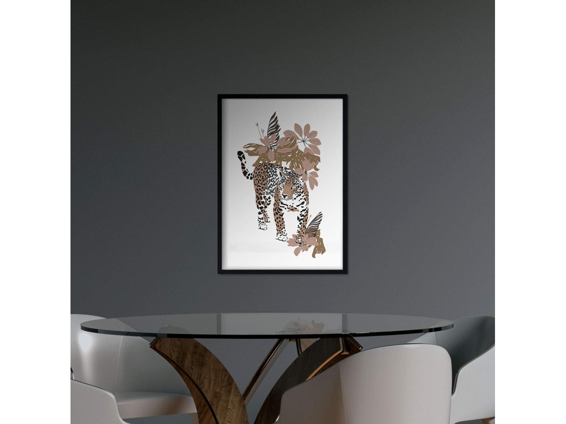Conjunto De Pôsteres De Animais Da Selva. Girafa De Leopardo Com Design De Animais, Flores E Plantas Da Selva. Sem Quadro
