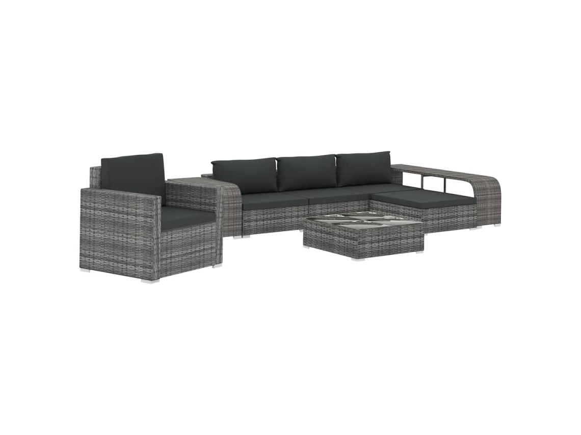 Maison Exclusive - 8 Pcs Conjunto Lounge De Jardim C/ Almofadões Vime Pe Cinzento
