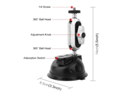 Suporte com ventosa para celulares, câmeras, iPhones e GoPros - Ideal para carros e acessórios móveis.