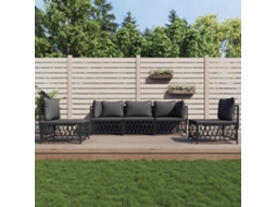 Vidaxl 5 Pcs Conjunto Lounge De Jardim Com Almofadões Aço Antracite