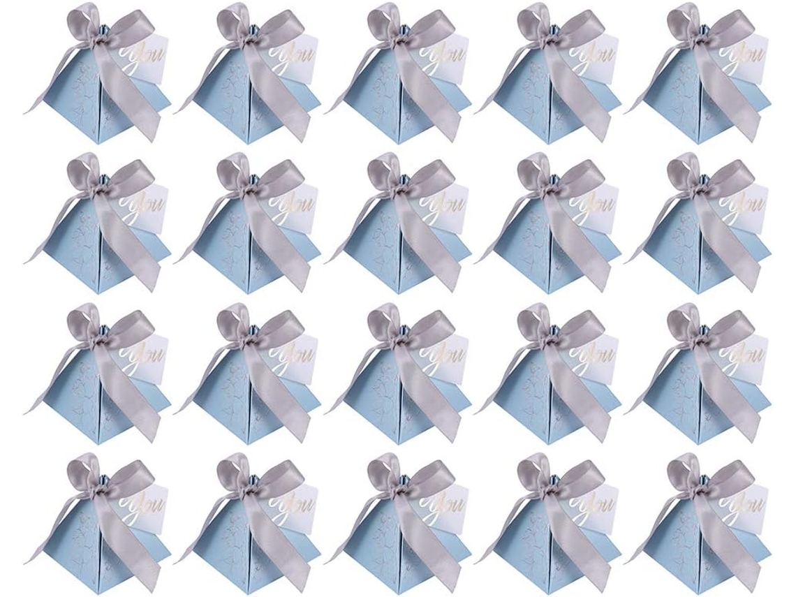 Homoyoyo Conjunto De 20-caixas Papel Triangulares Azuis Para Doces, Caixas De Presente Em Formato Pirâmide Para