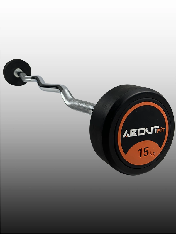 Barra W Peso Fixo 15kg About Fit Aço Cromado, Extremidades Em Borracha, Treino De Força Preto E Laranja