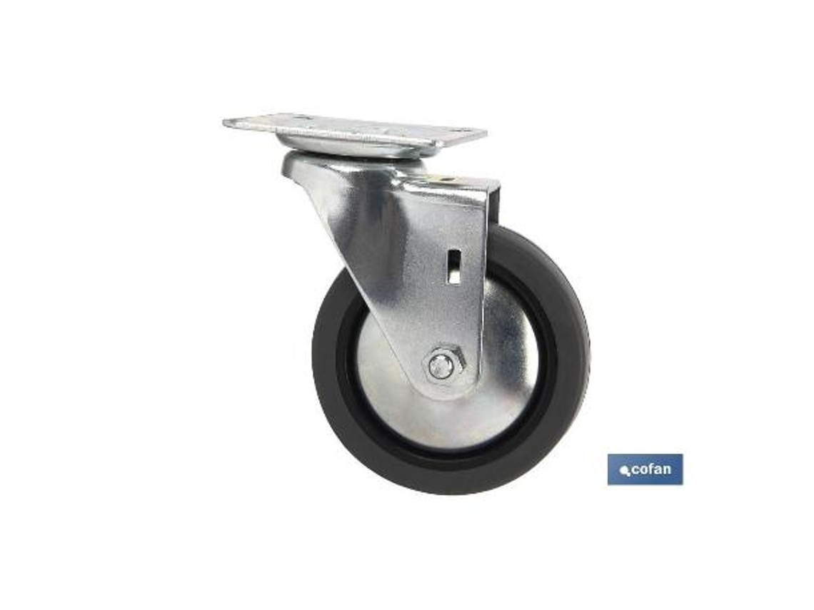Rueda goma/gris placa ø75x22mm   caja 2 unid.