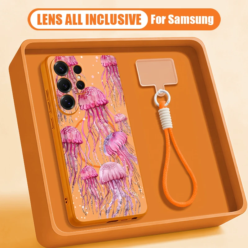 Capa De Celular Com Pulseira Magnética (laranja) Com Estampa De Tartaruga Para Galaxy A37