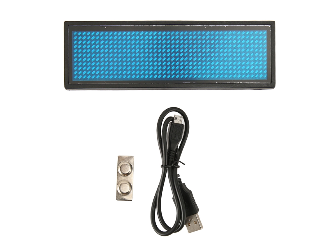 Crachá de nome LED azul programável com 4 níveis de brilho e ímã para hotéis e restaurantes | S/MARCA