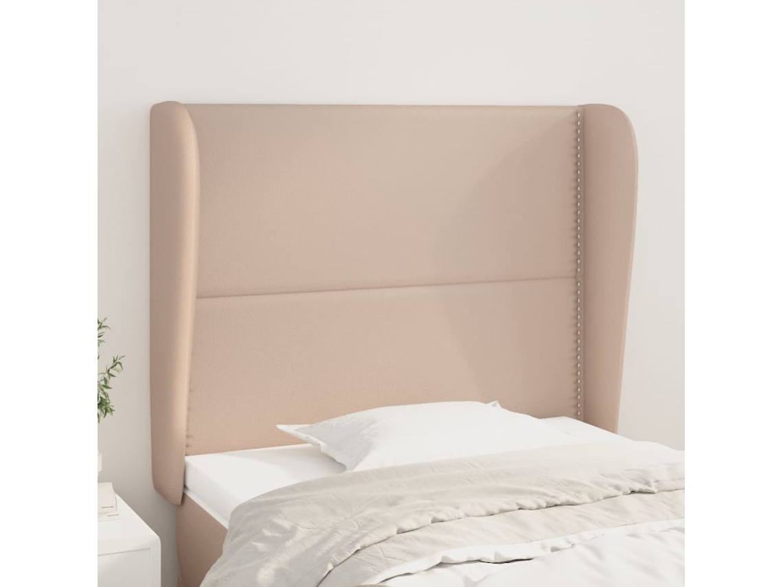 Cabecero con Pestañas de Cuero Artificial 93x23x118/128 Cm Capuchino