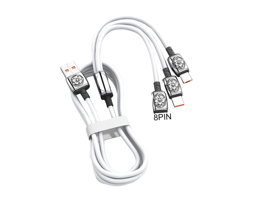 Cabo Usb 3 em 1 Anti-Enrolamento Plug Play Não Atrasado Carregamento Super-Rápido Resistente À Ferrugem Linha de Dados Acessórios para Telefone Bran