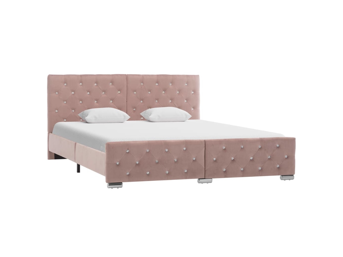 Vidaxl Estrutura De Cama 160x200 Cm Veludo Rosa