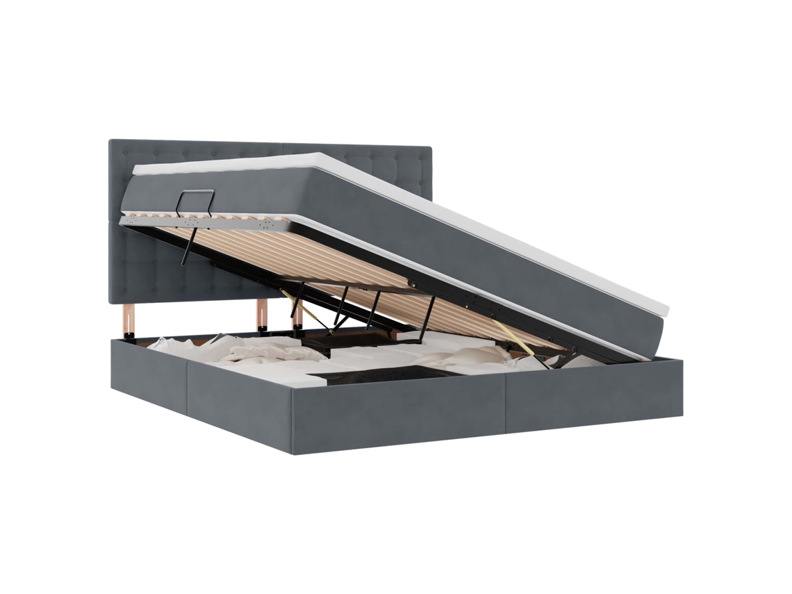 SYFAX™ Cama de Armazenamento Led com Colchão Cinzento escuro