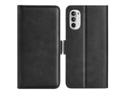 Capa De Couro Com Fecho Magnético Duplo Em Ambos Os Lados Para Motorola Moto G52 4g.