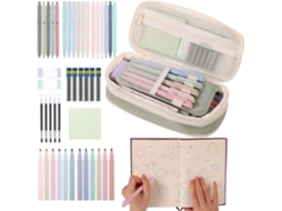 Estojo Com Material Escolar– Estético, Estojos Bonitos, Conjunto De, Canetas De Gel Pretas, Borrachas, Bloco