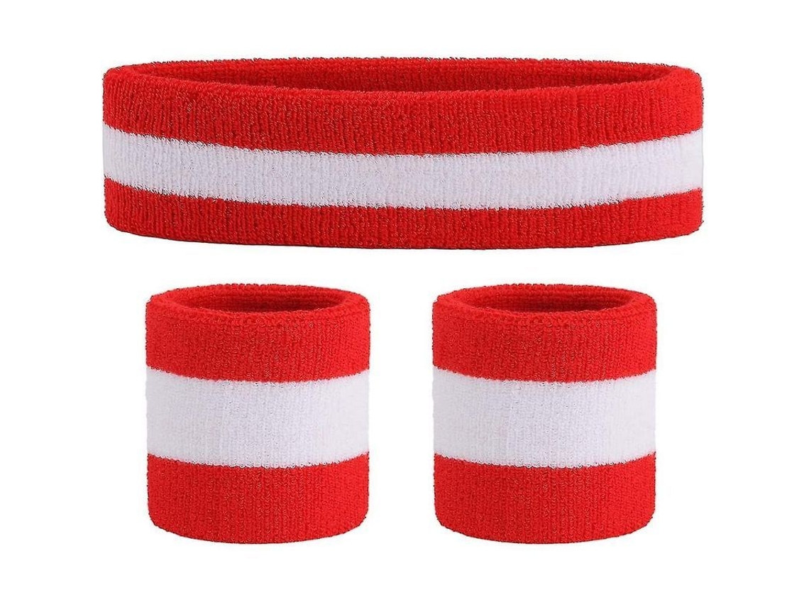 Conjunto de Cintas de Suor Cabeça e Pulseira Listrada YURU