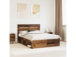 Vidaxl Estrutura Da Cama Com Cabeceira Madeira Antiga 140 X 190 Cm