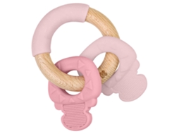 Mordedor de Silicone e Madeira KIKKABOO Keys Rosa