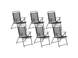Conjunto De 6 Cadeiras De Jardim Beliani Livo De Aço Preto 48x66x90