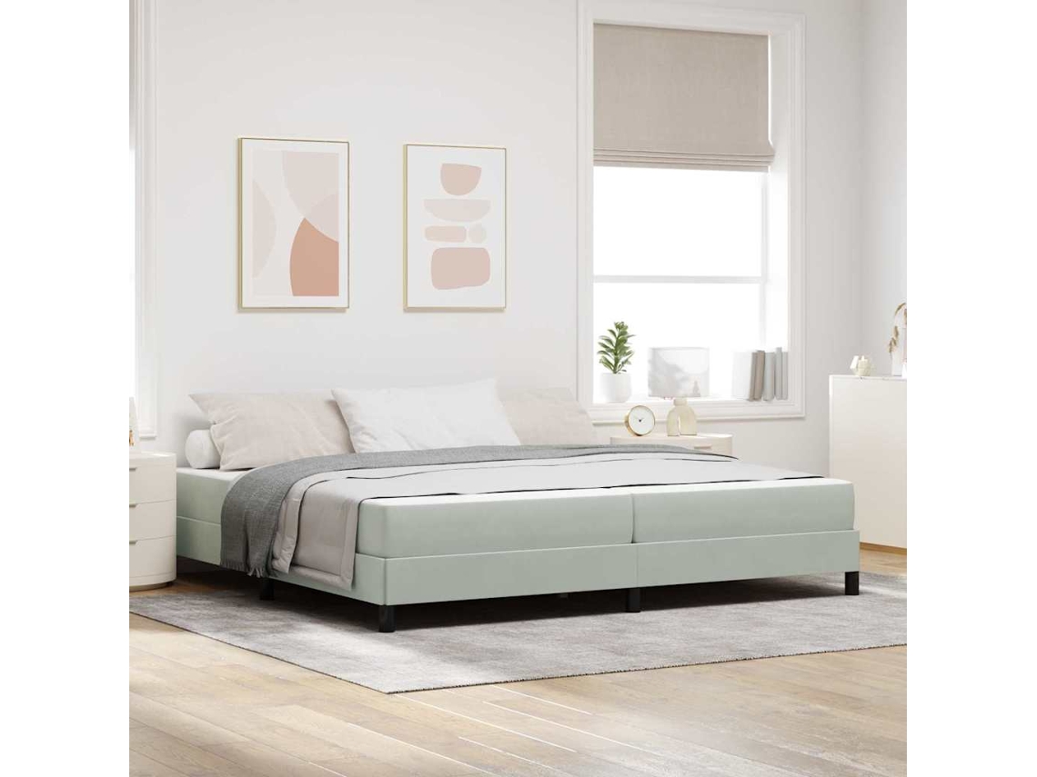 Vidaxl Cama Box Com Colchão Cinzento-claro 200 X 200 Cm Tecido
