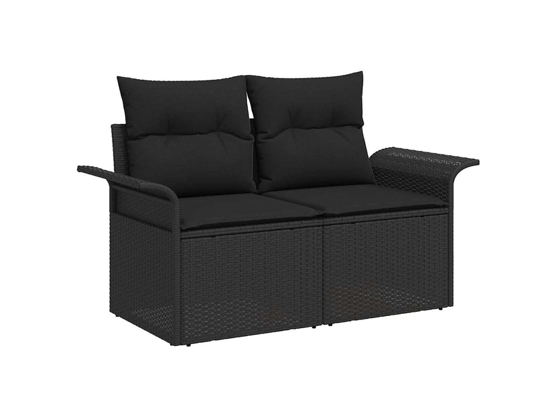 Maison Exclusive - Conjunto De Sofá De Jardim 7 Pcs Preto Vime Pe