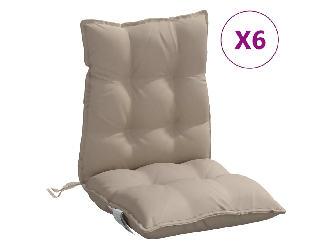 Conjunto 6 Almofadões cadeira encosto baixo VIDAXL oxford cinza-acastanhado