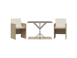 3 Pcs Conjunto Bistrô com Almofadões Vime Pe Bege MAISON EXCLUSIVE