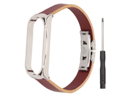 Aetheria pulseira de Substituição para Xiaomi Mi Band 6/5 Nfc Couro Marrom com Capa de Prata