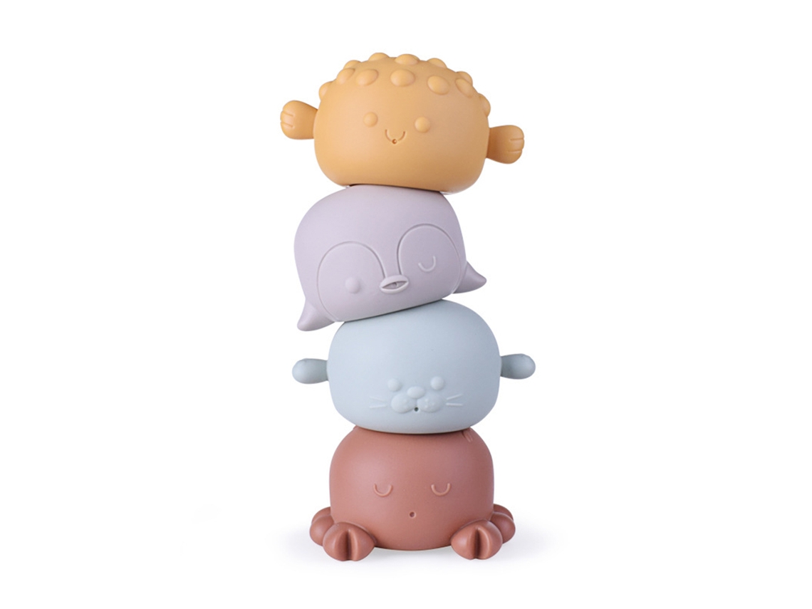 Mali brinquedos de Banho Macios para Bebê Empilháveis ​​animais com Borrifo Brinquedos de Água