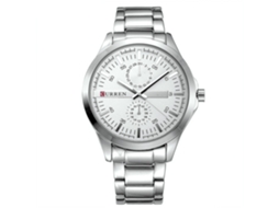 Reloj De Cuarzo Para Hombre Resistente Al Agua Con Correa De Metal Ajustable De Moda Blanco