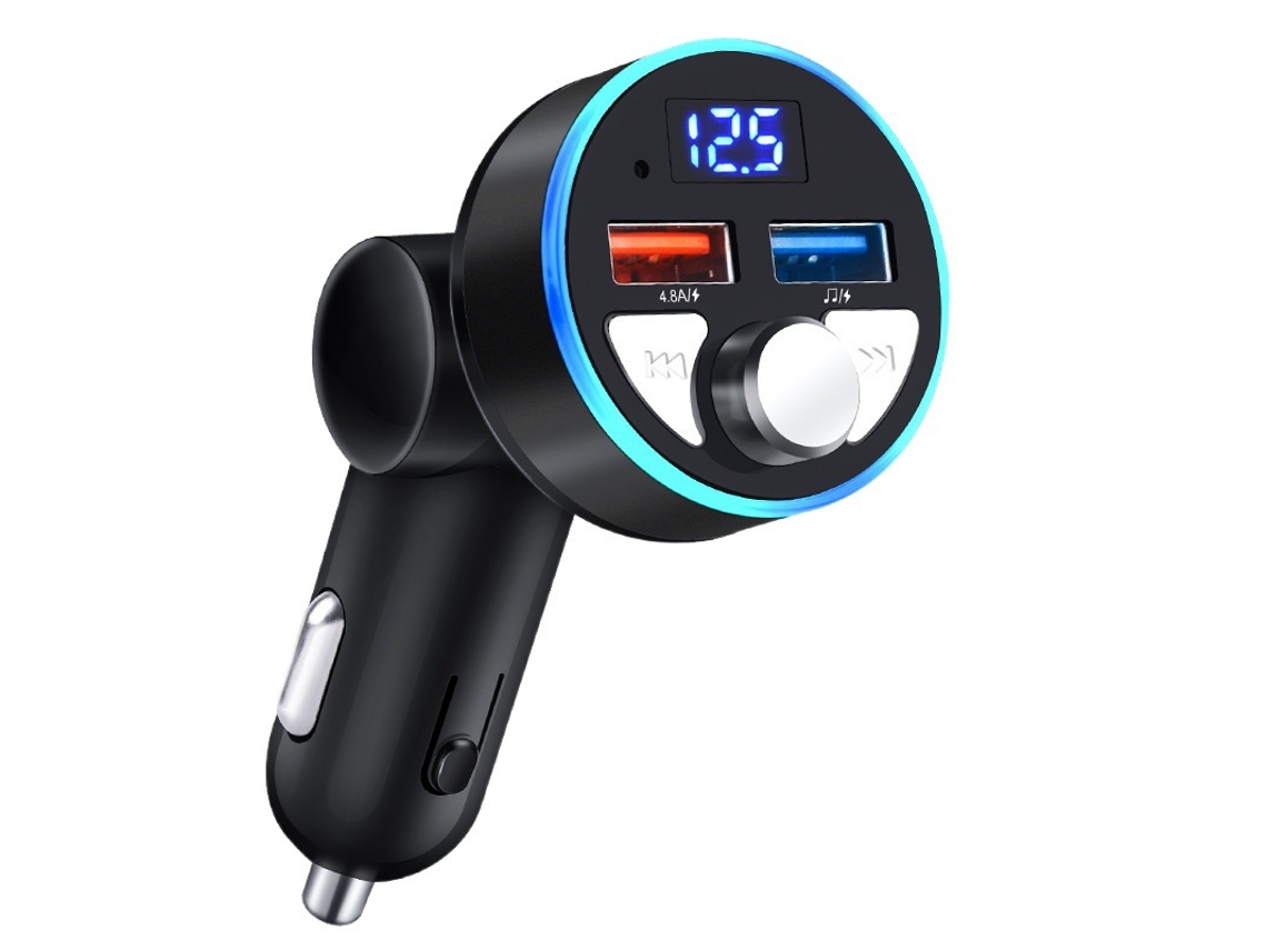 Transmissor Fm YIZHOOD Bluetooth 5.0 4.8A Carregador Rápido Carro Mp3 Handsfree Audio Preto