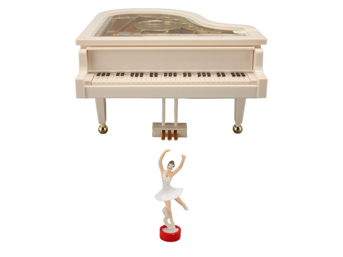 Caixa de Música Piano com Boneca Dançarina para Decoração