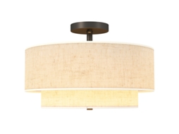 Lustre de Teto Duplo com Abajur de Linho,cor Branco Creme BTFORUS