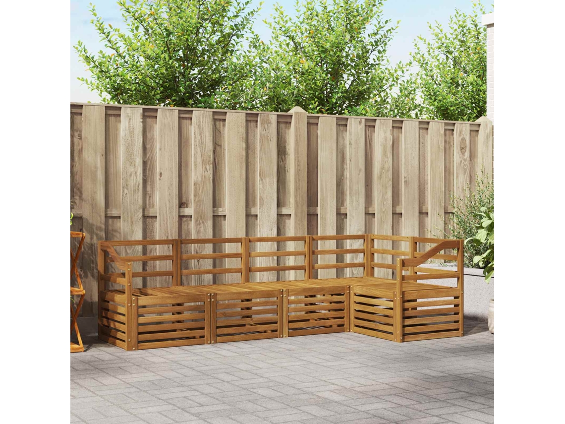 Vidaxl Conjunto De Sofá Sectional 5 Pcs Natural