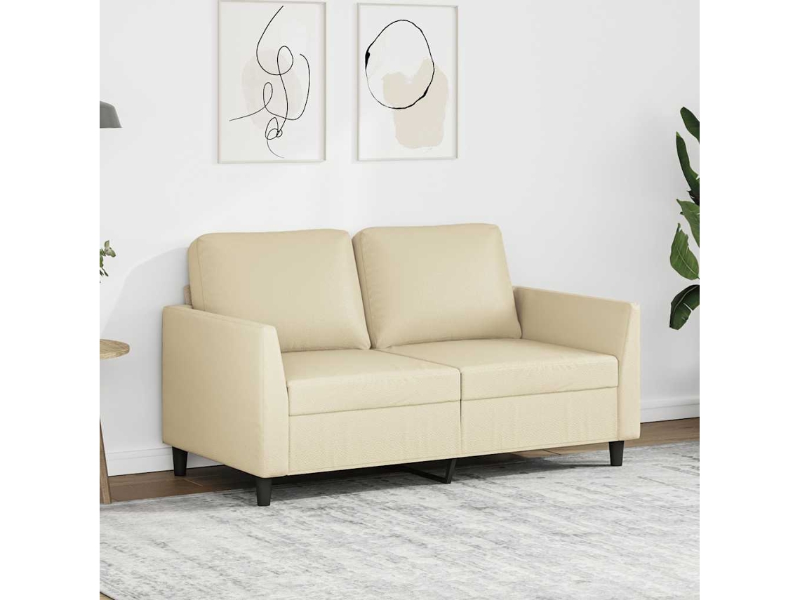 Vidaxl Sofá De 2 Lugares 120 Cm Couro Artificial Cor Creme