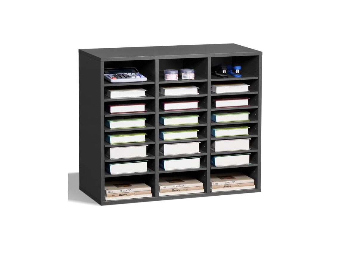 Organizador De Documentos E Arquivos Com 24 Compartimentos Em Mdf Cinzento Tekmaquinas