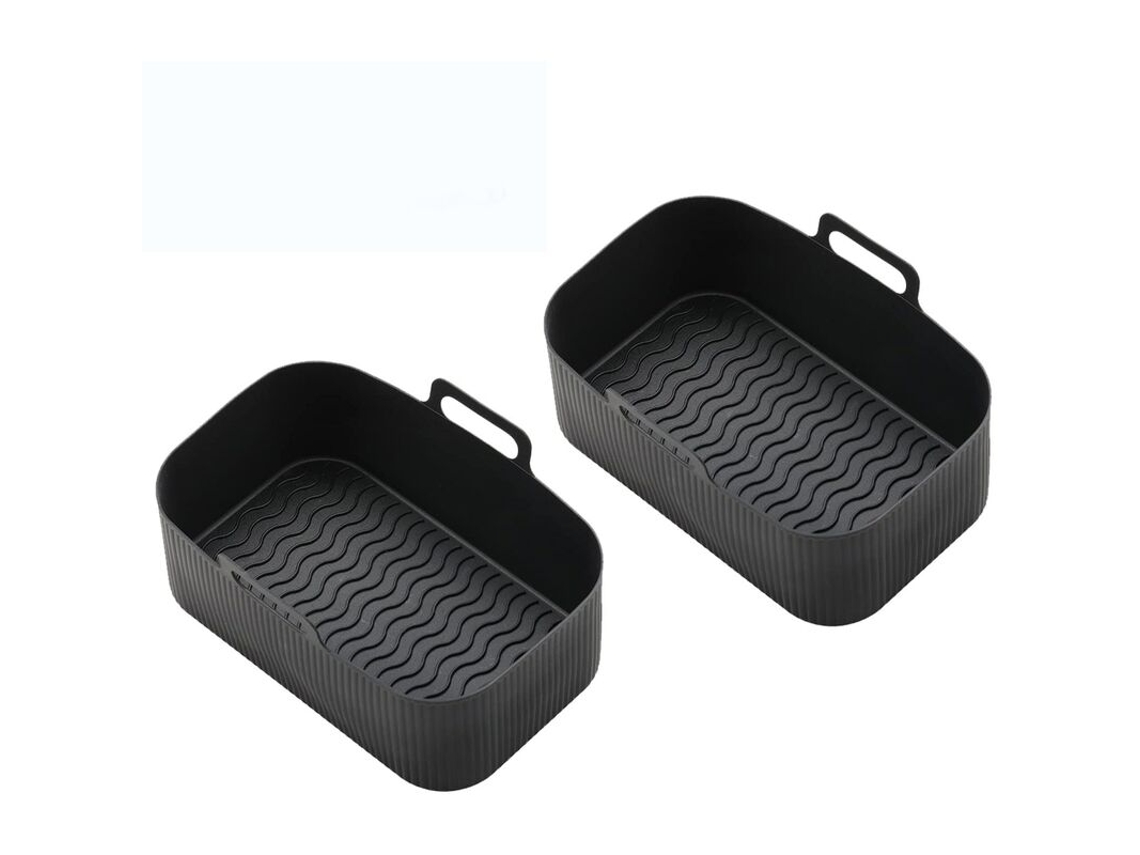 Bandejas Para Fritadeira A Ar, De Silicone, Pretas(pacote Com 2)