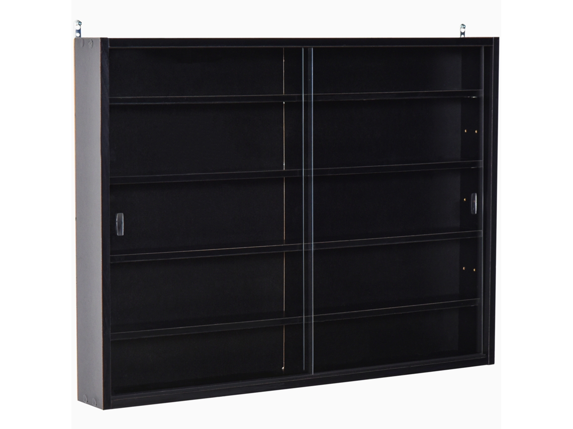 Vitrine de Parede Melamina de Madeira e Cristal Cor Preto 80x9,5x60 cm Homcom