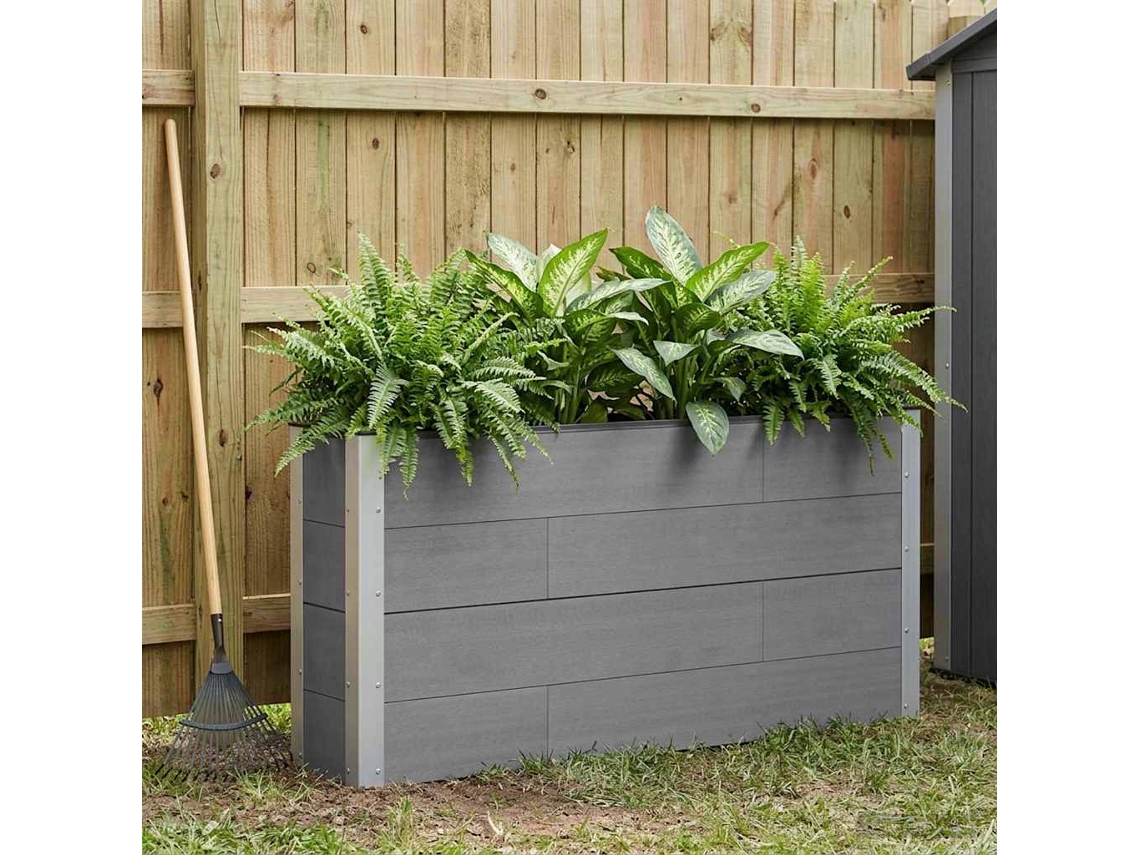 Vidaxl Canteiro De Jardim Elevado Cinzento 150 X 30 X 72 Cm