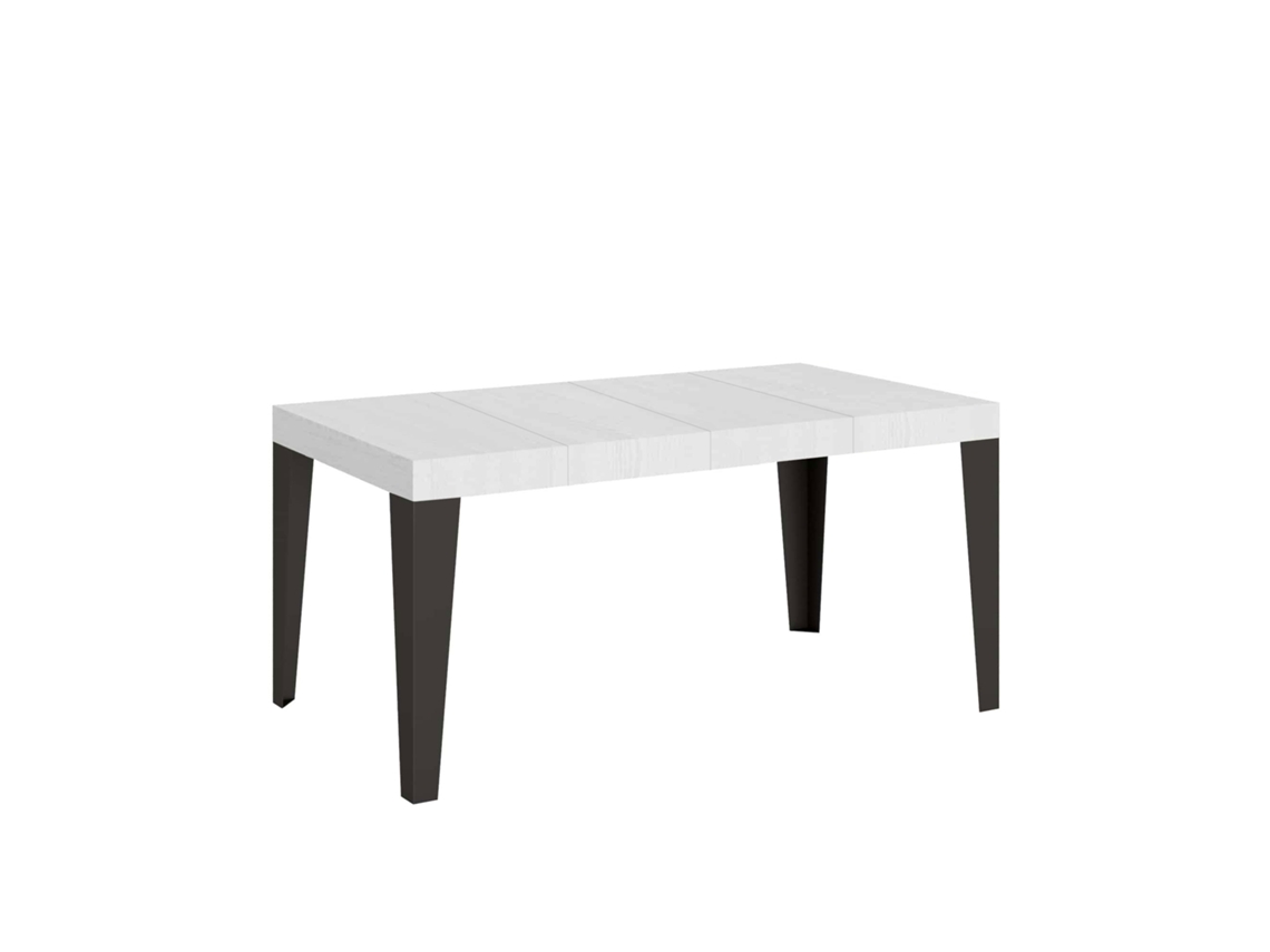 Mesa de Jantar Extensível 90X140/244 Cm Flame Premium Cinza Branca Quadro Antracite ITAMOBY