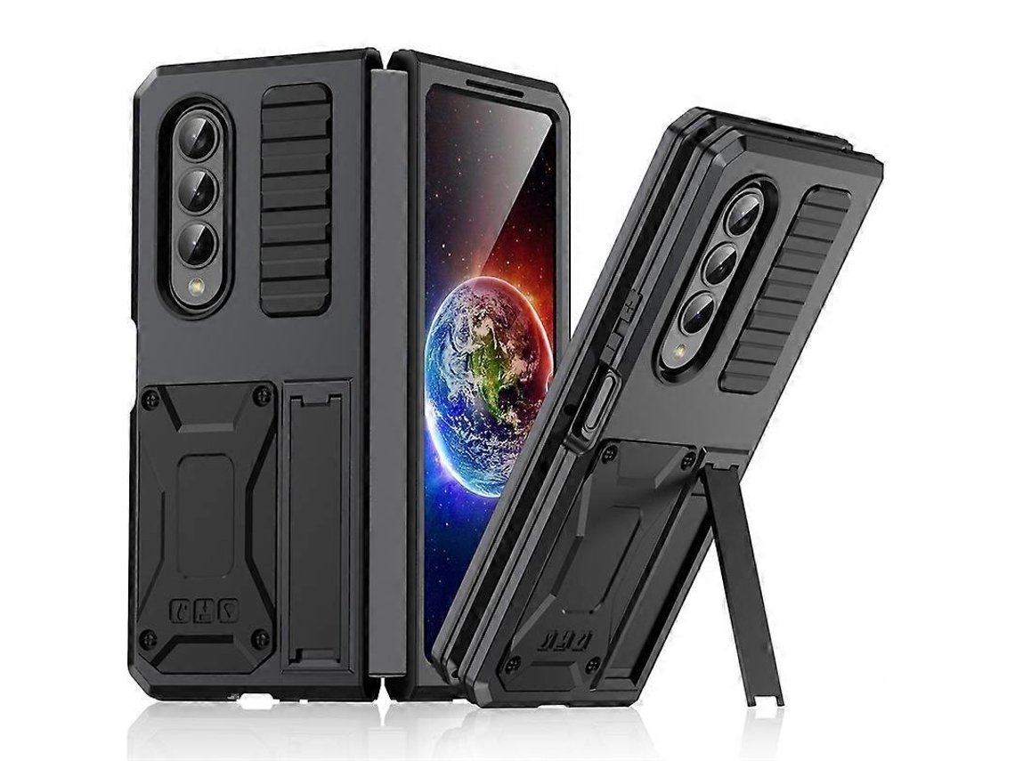Capa Metálica À Prova De Choque Para Samsung Galaxy Z Fold4 Com Suporte.
