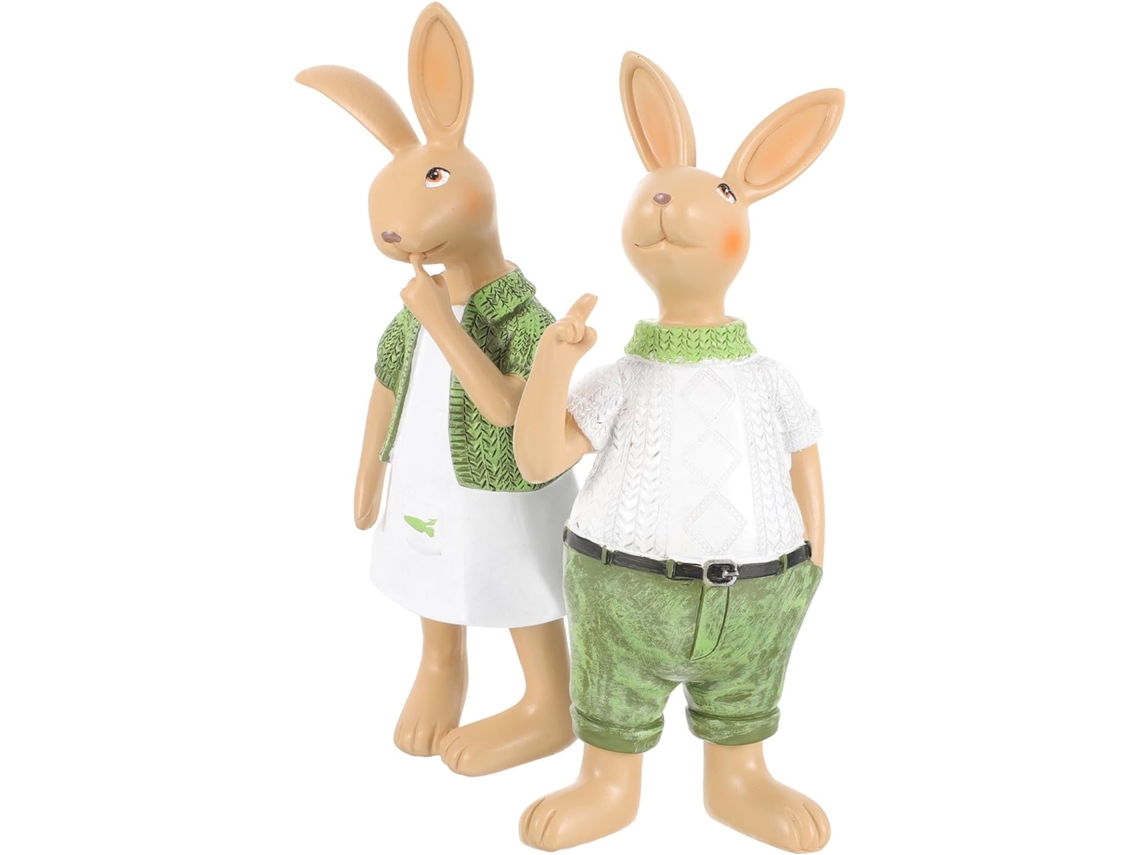 1 Par de Estátuas de Coelho em Resina para Jardim, Decoração Animal Às Intempéries para Jardim e Ambientes Internos, CHABERLU