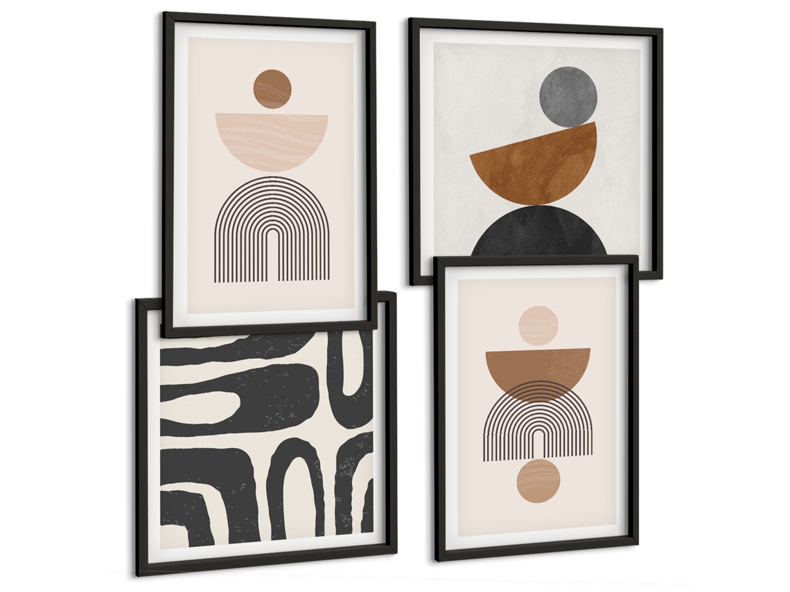 Quadros Decorativos Para Parede Vistas De Cidades Litorâneas Moldura Preta Fotos Para O Escritório Espelharte (conjunto De 4 Imagens)