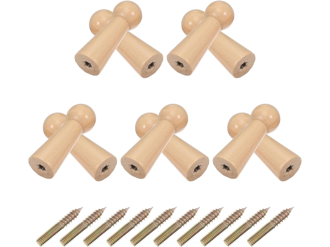 Ganchos De Madeira Estilo Shaker, 10 Peças, 5cm 1, 97 Polegadas, Parafusáveis, Sem Acabamento
