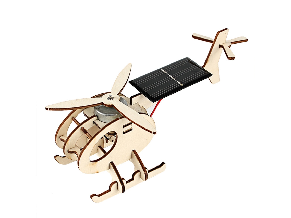 Brinquedo Educativo de Avião Solar de Madeira Diy Modelo Presente para Crianças com Mais de 4 Anos