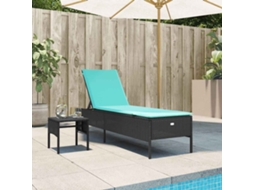 Vidaxl Espreguiçadeira Com Mesa E Almofada Em Rattan Sintético Preto