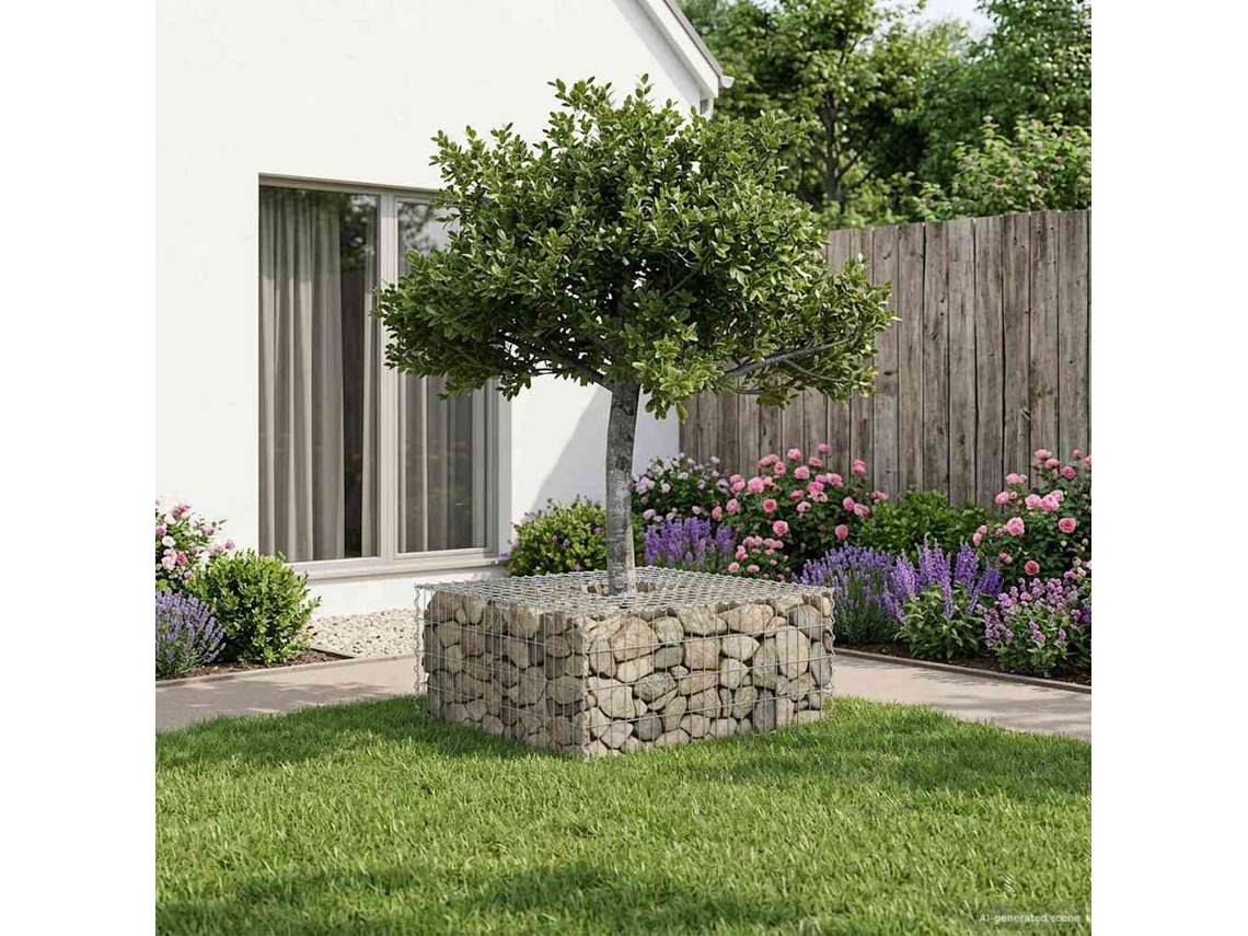 Vidaxl Cama Elevada De Gabião 100 X 100 X 40 Cm Aço Galvanizado