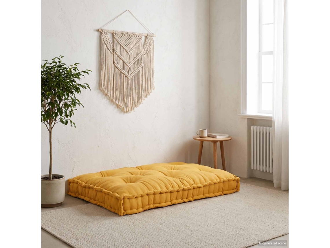 Vidaxl Travesseiro Para Sofá Pallet Amarelo 120 X 80 X 12 Cm Tecido