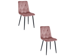 Cadeira De Jantar Conjunto De 2 Peças Tyra Assento Rosa, Pernas Pretas, Assento Acolchoado, Assento Ergonômico