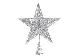 Topo De Árvore De Natal Estrela Com Glitter Decorativo Para Festas E Decorações De Natal Plata