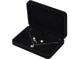 Conjunto Grande De Veludo, Colar Grande E Pingente Com Caixa De Presente Para Brincos, Colar De Pérolas/estojo Grosso Para Colar Slowmoose (preto)