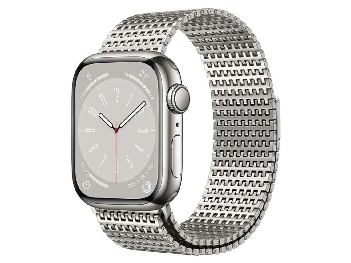 Bracelete para Apple Watch 46/49/45/44mm Malha Milanesa Magnética com Pino de Segurança Titânio Estelar XIAOMOYU
